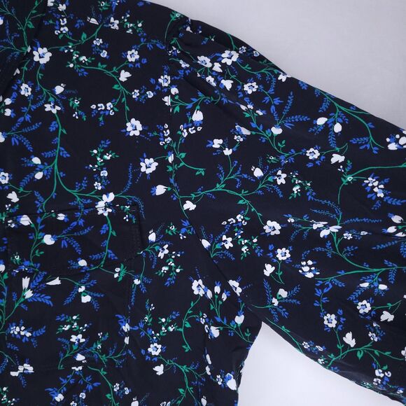 Karl Lagerfeld Blouse Large Floral Navy Balloon Sleeve - Picture 4 of 11
